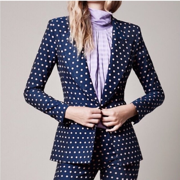 Smythe Jackets & Blazers - EUC Smythe The Lounge Blazer in Sporty Polka Dot Jacquard Navy Cotton Blend